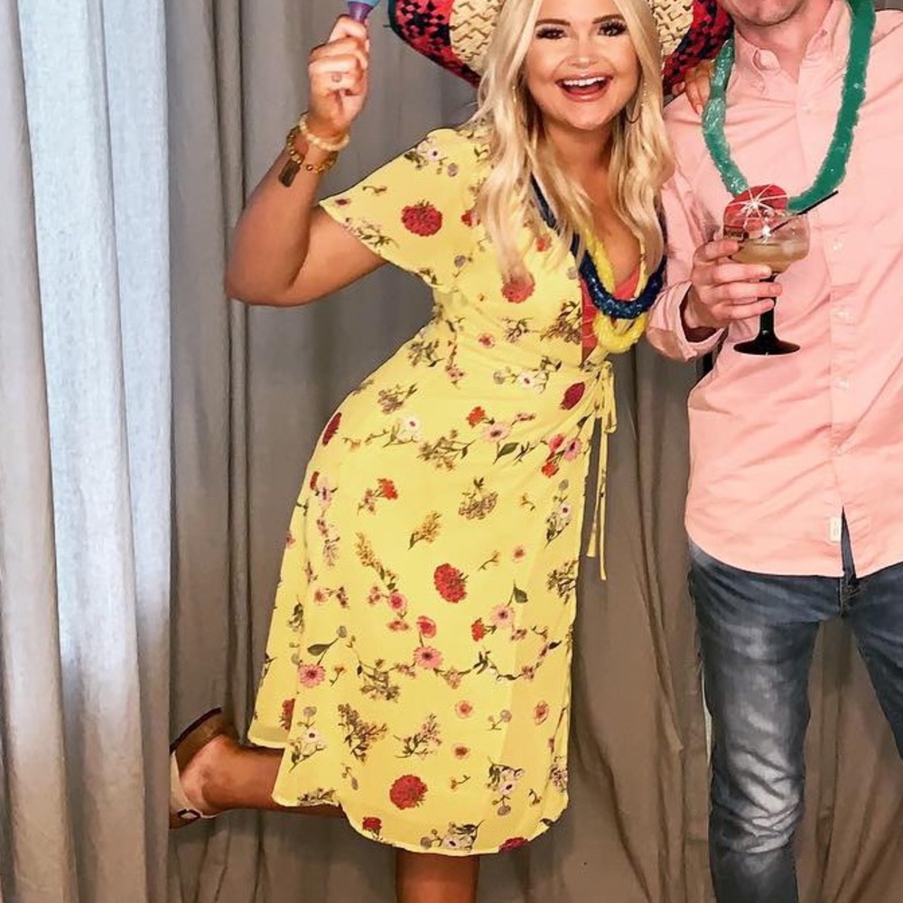 Yellow wrap dress